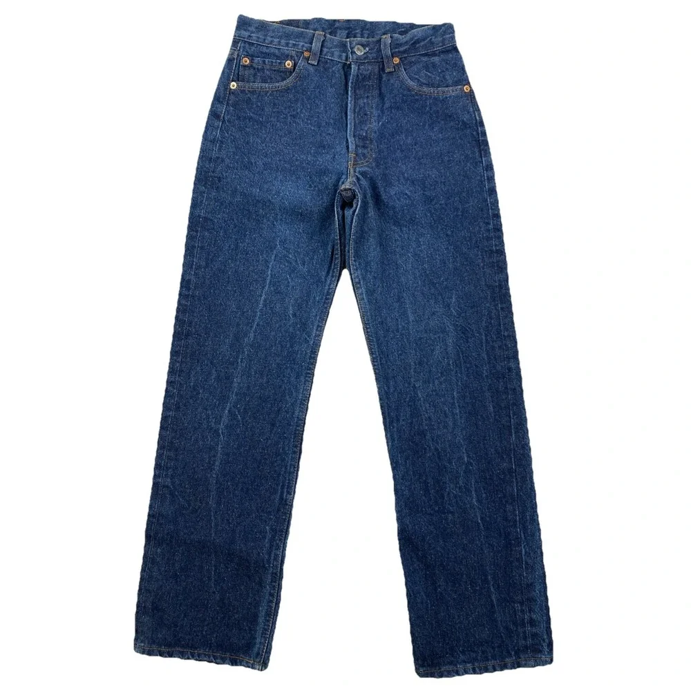 Vintage Levi's 501 Fuzzy Blue Denim‎ Jeans USA 80's 29x30 (Actual 27x27)
